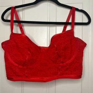 Elegant Red Lace Underwire longline bra